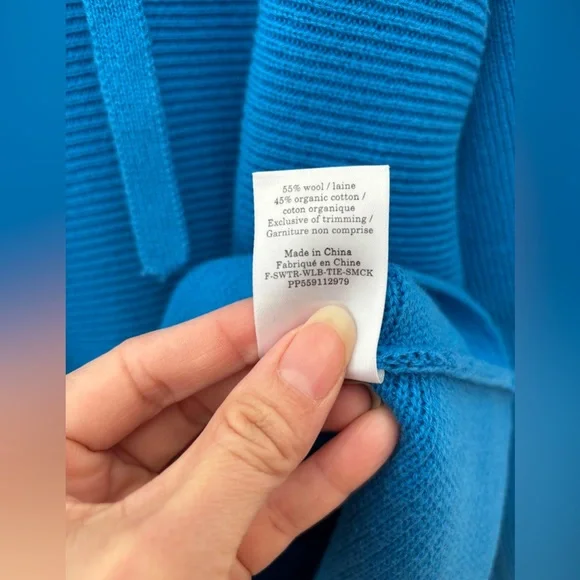 EVERLANE The Lace-Up Smock Sweater Women’s S Blue Long Sleeves Wool Blend - Picture 5 of 8